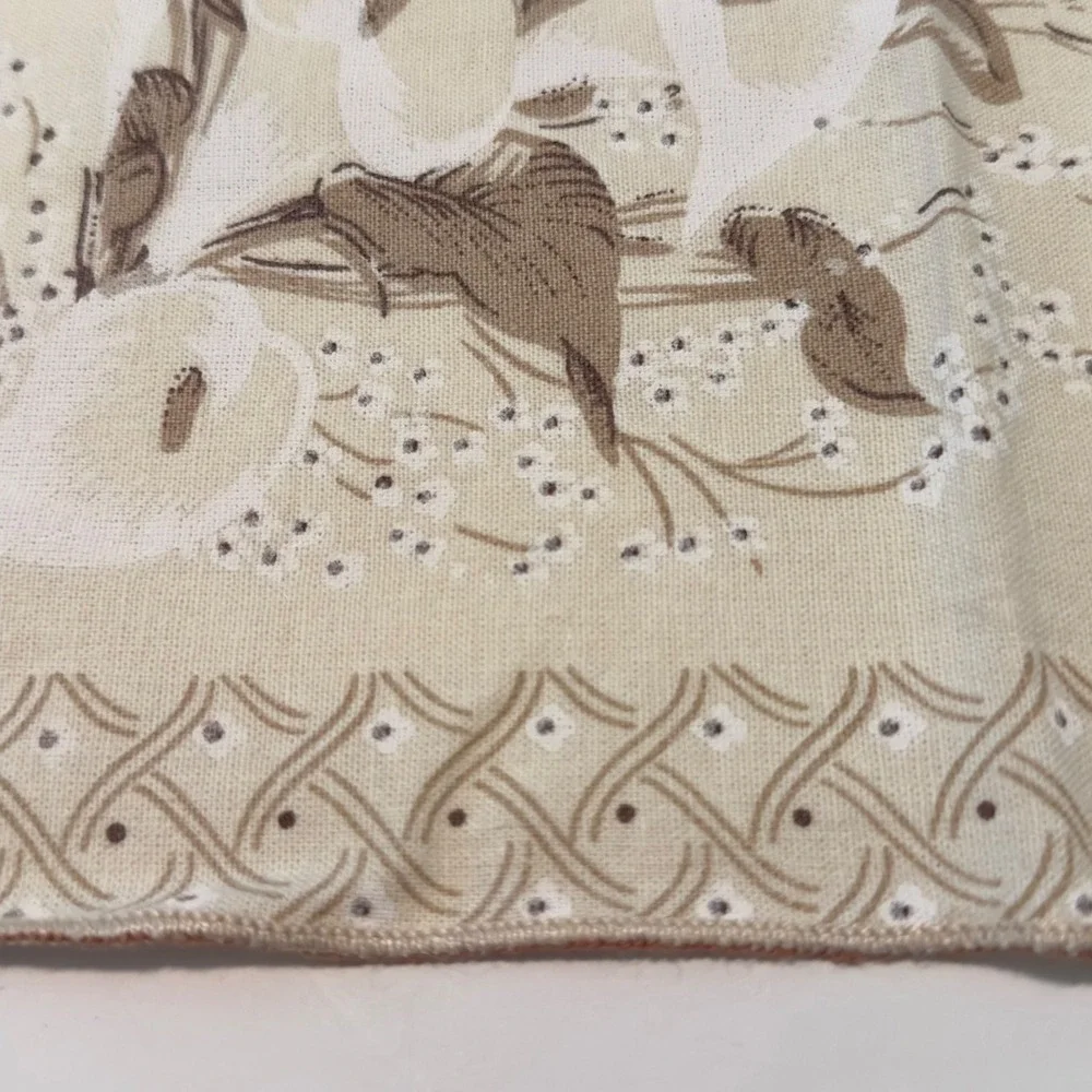 Vintage Calla Lily Floral Cloth Napkins Set of 8 Cream Tan Lattice Border 16x16